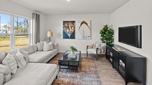 living room with ample lighting