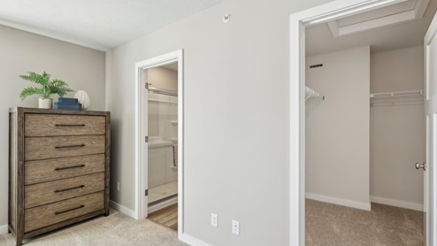 primary suite with bath and closet