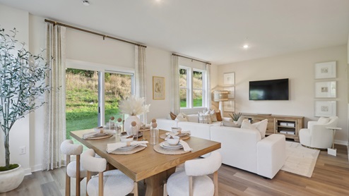 dining and living room areas