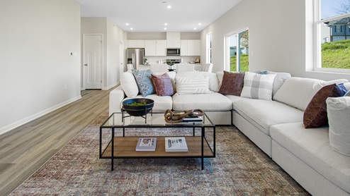 Living room area with large windows