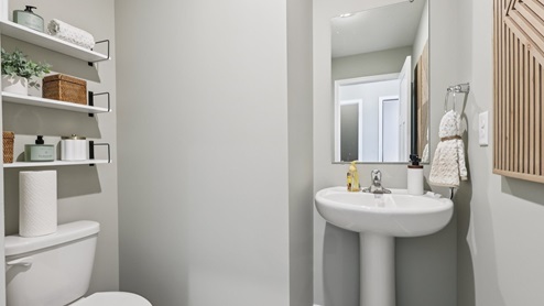 Galen half bath near entry way