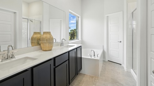5048 Blazer Way at Fireside by the Lake in Garland, TX primary bathroom of the model
