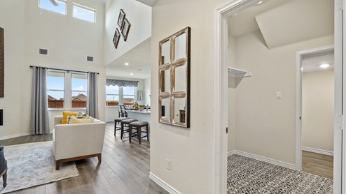 view into living room and utility room