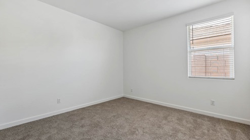 Comfortable guest bedroom featuring neutral-toned walls, carpeted flooring, and a large closet.