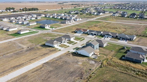 Aerial drone photo of community