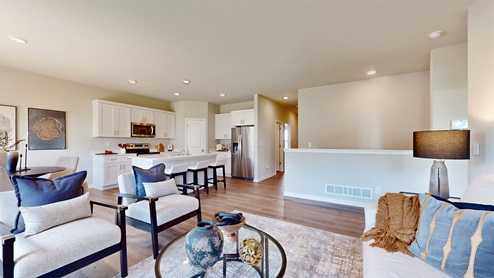Living room overlooking kitchen