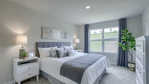 Master Bedroom in Fremont with large window and king size bed