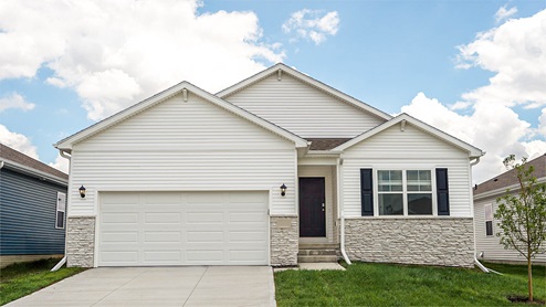 Exterior of Hamilton, 2 car garage, white