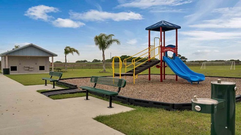 Kids outdoor playground with slides.