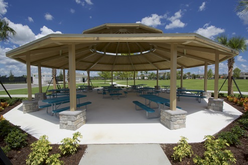 Covered sitting area amenity.