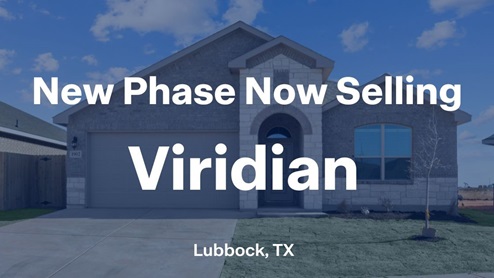 New building phase in Viridian community is now selling in Lubbock, TX