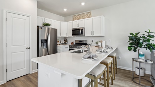 spacious kitchen island with seating