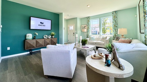 Living area facing entrance to townhome.