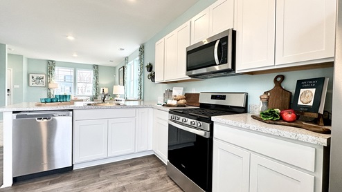 There is plenty of countertop space in this kitchen.