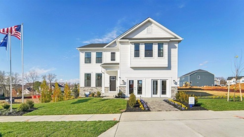 hadley single family home white siding with stone