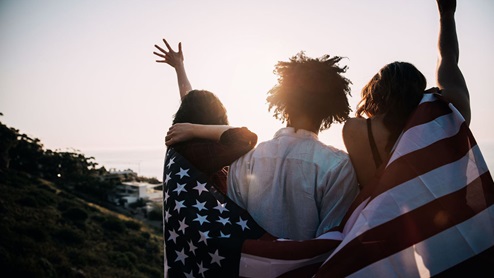 People wearing American Flag