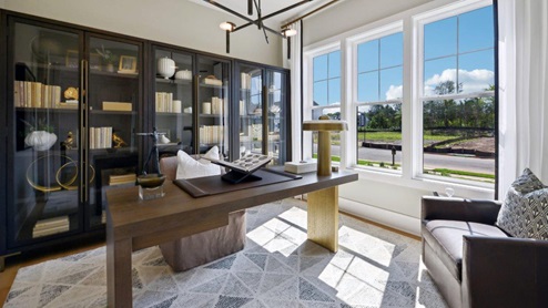 front office space with built ins