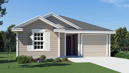 DR Horton San Antonio Redbird Ranch the tobin floor plan elevation b with all siding front exterior and 1 car garage