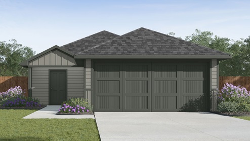 one story home with brick or siding front exterior and two car garage