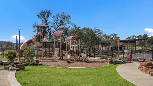 Bulverde Texas DR Horton Homes Copper Canyon New Construction Homes outdoor playground sets with slides jungle gym towers climbing rock and monkey bars