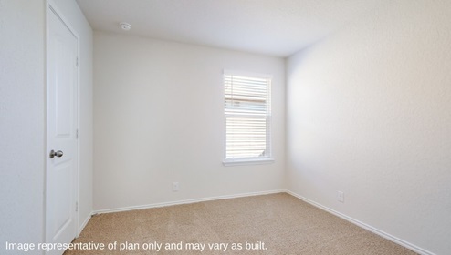 DR Horton San Antonio Laurel Vistas the garland floorplan 1151 square feet secondary bedroom with carpet flooring, large windows, and closet