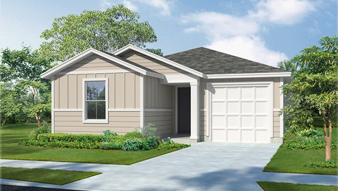 DR Horton San Antonio Laurel Vistas the carswell floor plan 1180 square feet 3 beds 2 bathrooms 1 story 1 car garage elevation a with siding front exterior