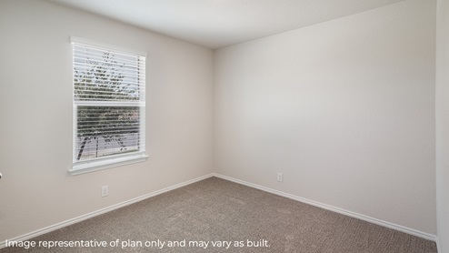 DR Horton San Antonio Laurel Vistas the carswell floor plan 1180 square feet secondary bedroom or bonus room with carpet flooring and large window