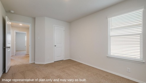 DR Horton San Antonio Laurel Vistas the ingleside floor plan 1900 square feet secondary bedroom or bonus room with carpet flooring, window and closert
