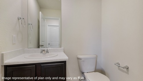 DR Horton San Antonio Laurel Vistas the ingleside floor plan 1900 square feet powder bathroom with single vanity sink and toilet