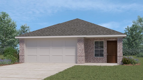 DR Horton Von Ormy Preserve at Medina the diana floor plan 1535 square feet 1 story 2 car garage elevation a front exterior with brick