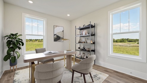 The main level bedroom makes for a perfect office