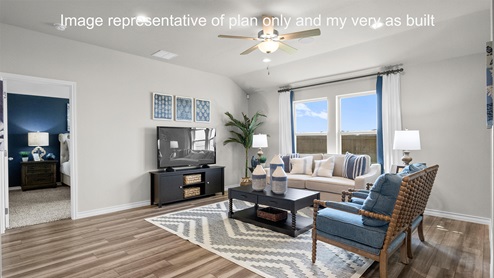 Living room with bright window