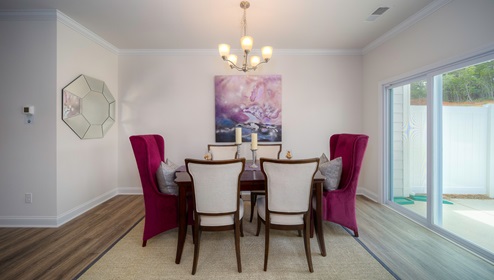 Dining room with sliding glass doors to the outside