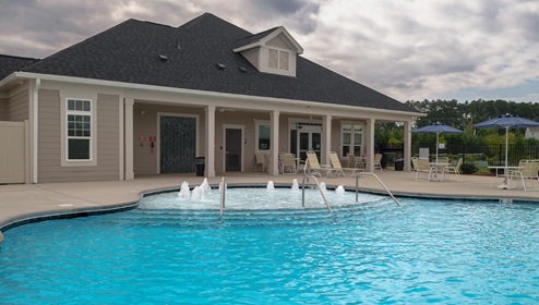 Chestnut at Laurelbrook community pool and clubhouse in Charlotte, North Carolina