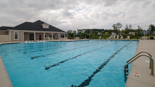 Chestnut at Laurelbrook community pool and clubhouse in Charlotte, North Carolina