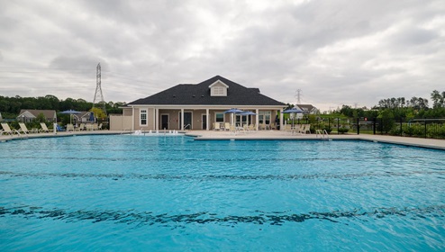 Chestnut at Laurelbrook community pool and clubhouse in Charlotte, North Carolina