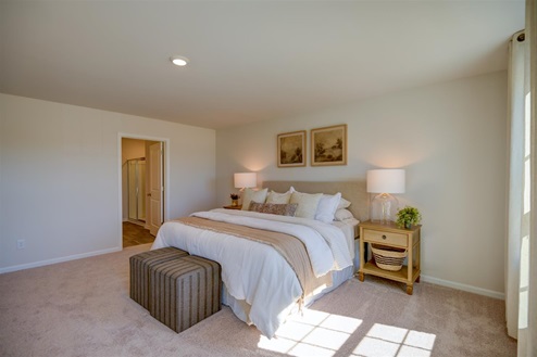 bedroom with carpet and natural light