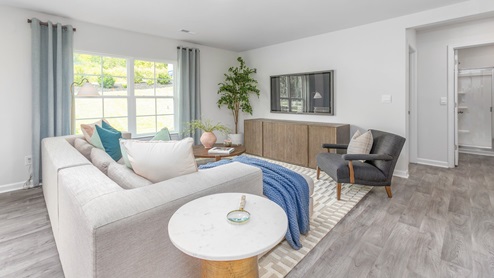 living room with vinyl flooring
