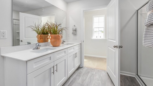 primary bathroom with walk in shower