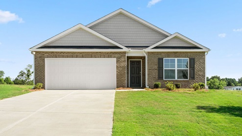 Exterior one story with brick