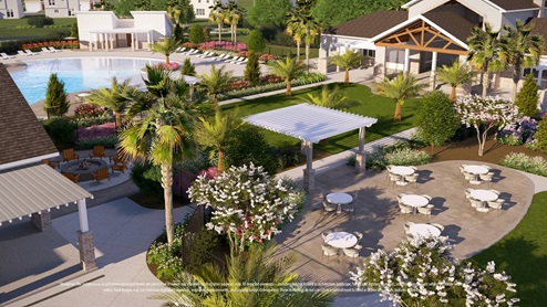 rendering of sitting area at the pool