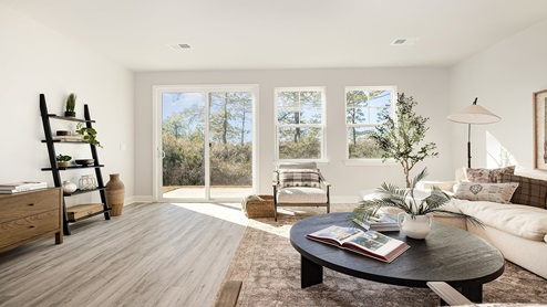Tillman living room with sliding door