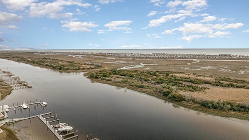 Ocean Isle boat dock aerial view