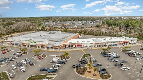 Ocean Isle restaurants and shops aerials