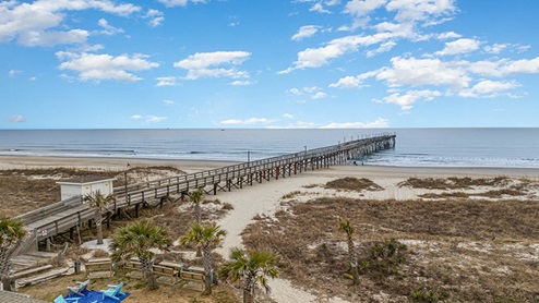 Ocean isle pier aerial view