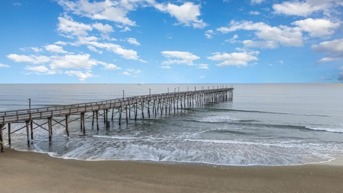 Ocean isle pier aerial view