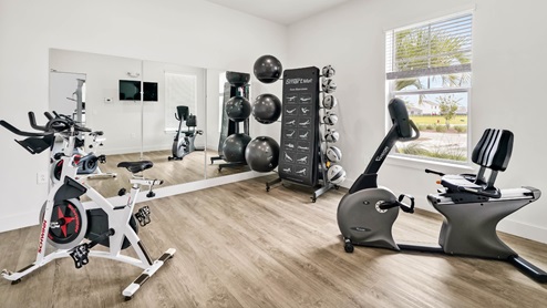 Homeowners will enjoy a resort style swimming pool, clubhouse with full kitchen, fitness room, simulated golf, pool table, fire pit area, multi-game court, discovery playground and amenity pond.