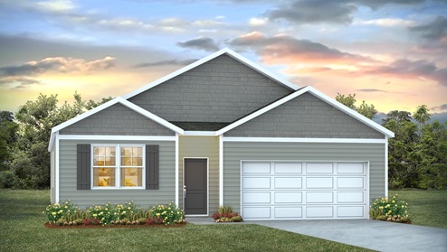 The Cali B elevation features vinyl siding and shake exterior.