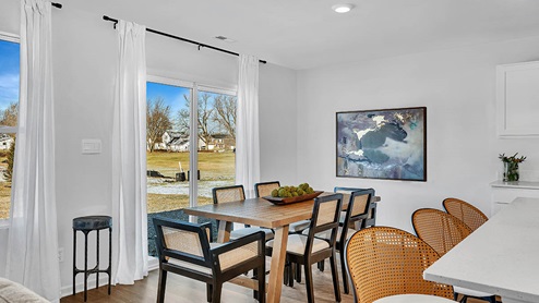 Dining room with sliding door to backyard