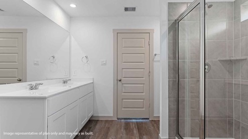 Primary bathroom with double sinks
